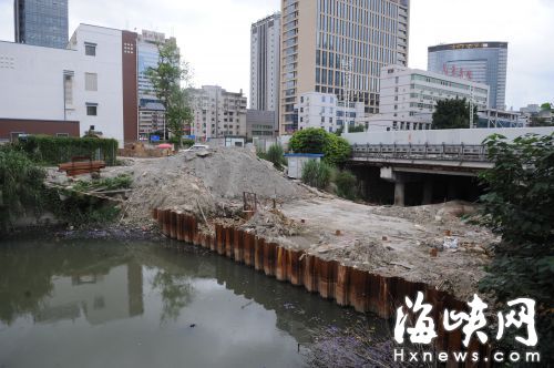茶亭河洗馬橋段遭圍堰攔斷　系福州地鐵施工所設