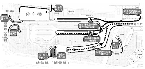 福州火車南站交通樞紐站路線圖（杰清/制圖）
