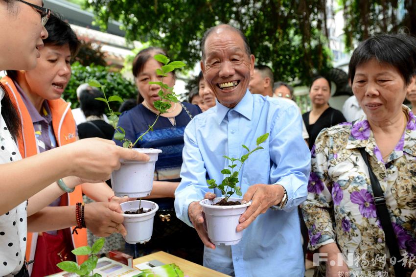福州兩孩政策解讀進社區　居民獲贈茉莉花盆栽
