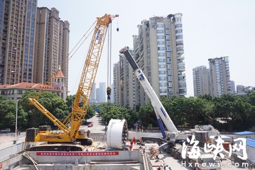 金祥站盾構進場，目前正在組裝（中交建供圖） 