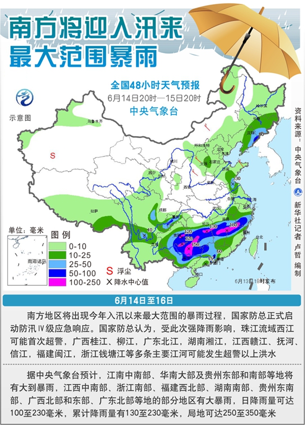 福州市氣象臺發布暴雨黃色預警 今起3天持續降雨