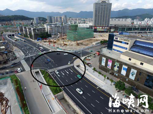 通道（畫圈處）位于站前路和東浦支路的交叉口，目前先開放三個出入口 