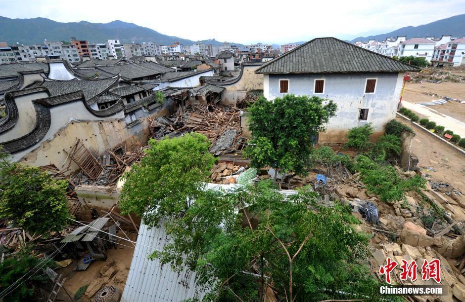臺風“尼伯特”造成福建閩清宏琳厝景區毀損嚴重