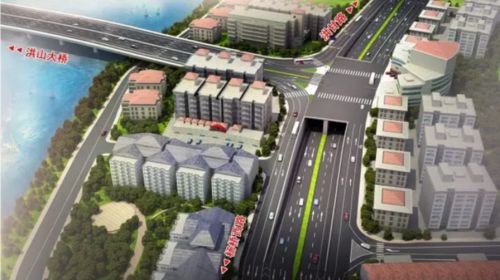 最新規劃的洪山橋楊橋路口的效果圖，匝道被取消