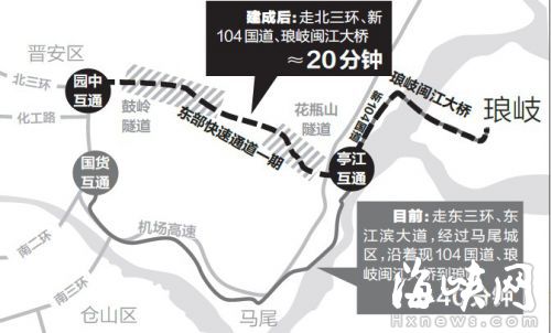 104國道連江至?xí)x安段改線工程示意圖