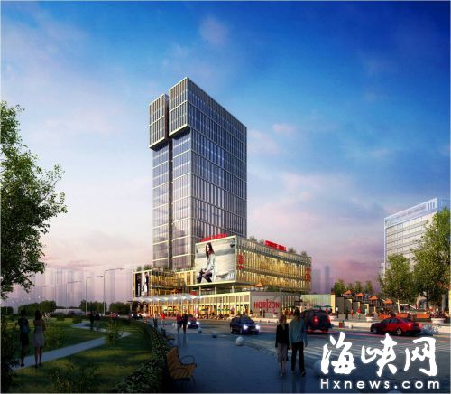  西側地塊擬建一幢一百米高層商住樓（效果圖）