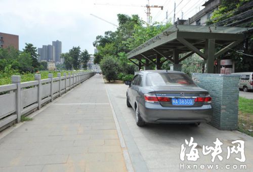 不少車輛開進綠道停車