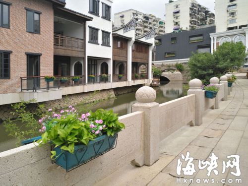 上下杭沿三捷河的花箱內，全部是假花