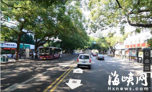 現(xiàn)在的鼓屏路，路中間是雙黃線（網(wǎng)絡(luò)圖）