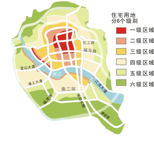 福州四城區住宅用地基準地價提高　分為六個級別